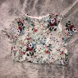 White Mesh Floral Shirt